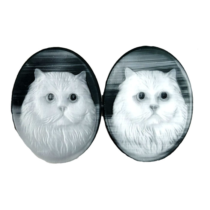 27X35MM CAT CAMEO CAT'S EYE BLACK